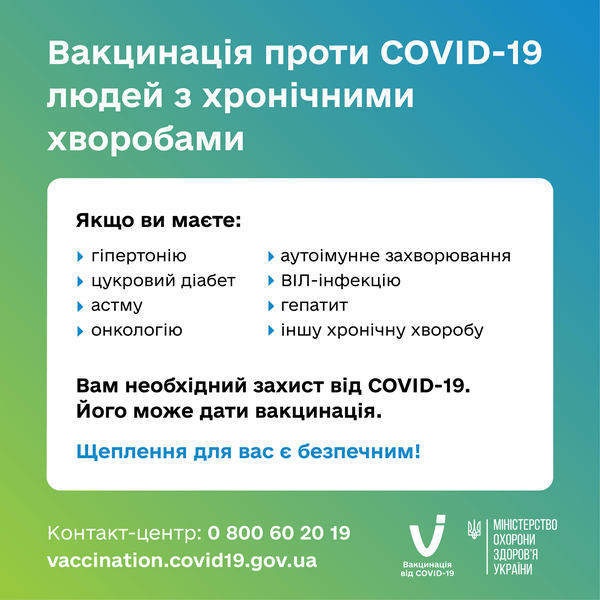 Вакцинація людей із хронічними хворобами!