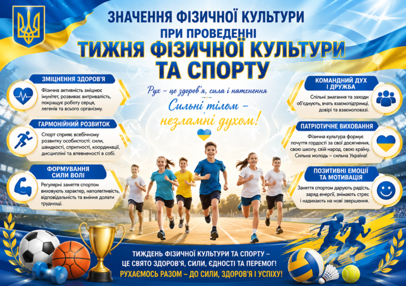 12 вересня 2026 року в Україні відзначатимуть День фізичної культури і спорту